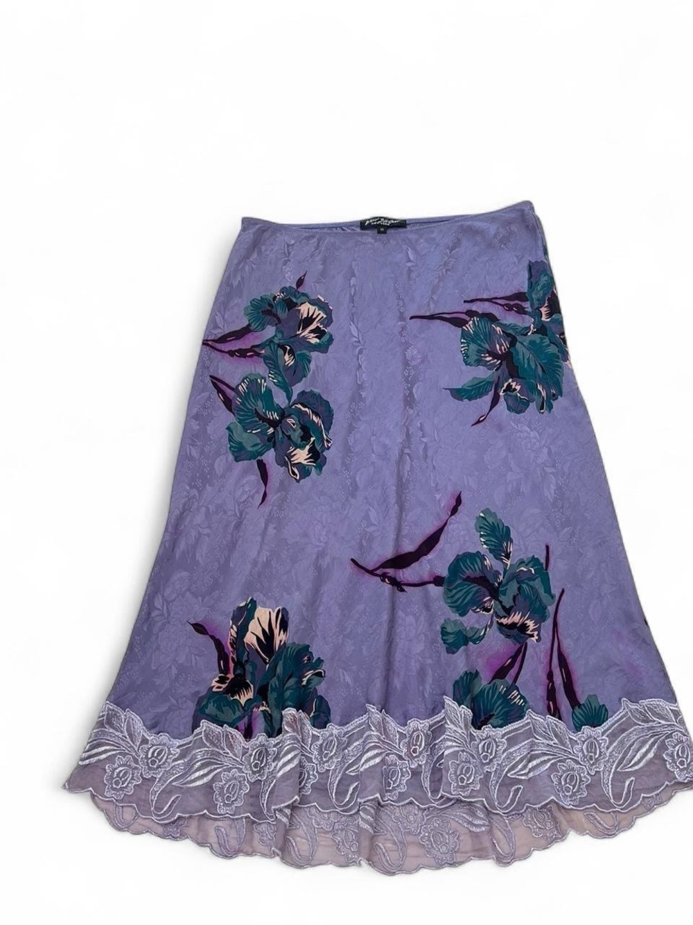 Betsey Johnson Lavender A-Line Skirt with Teal Floral Print